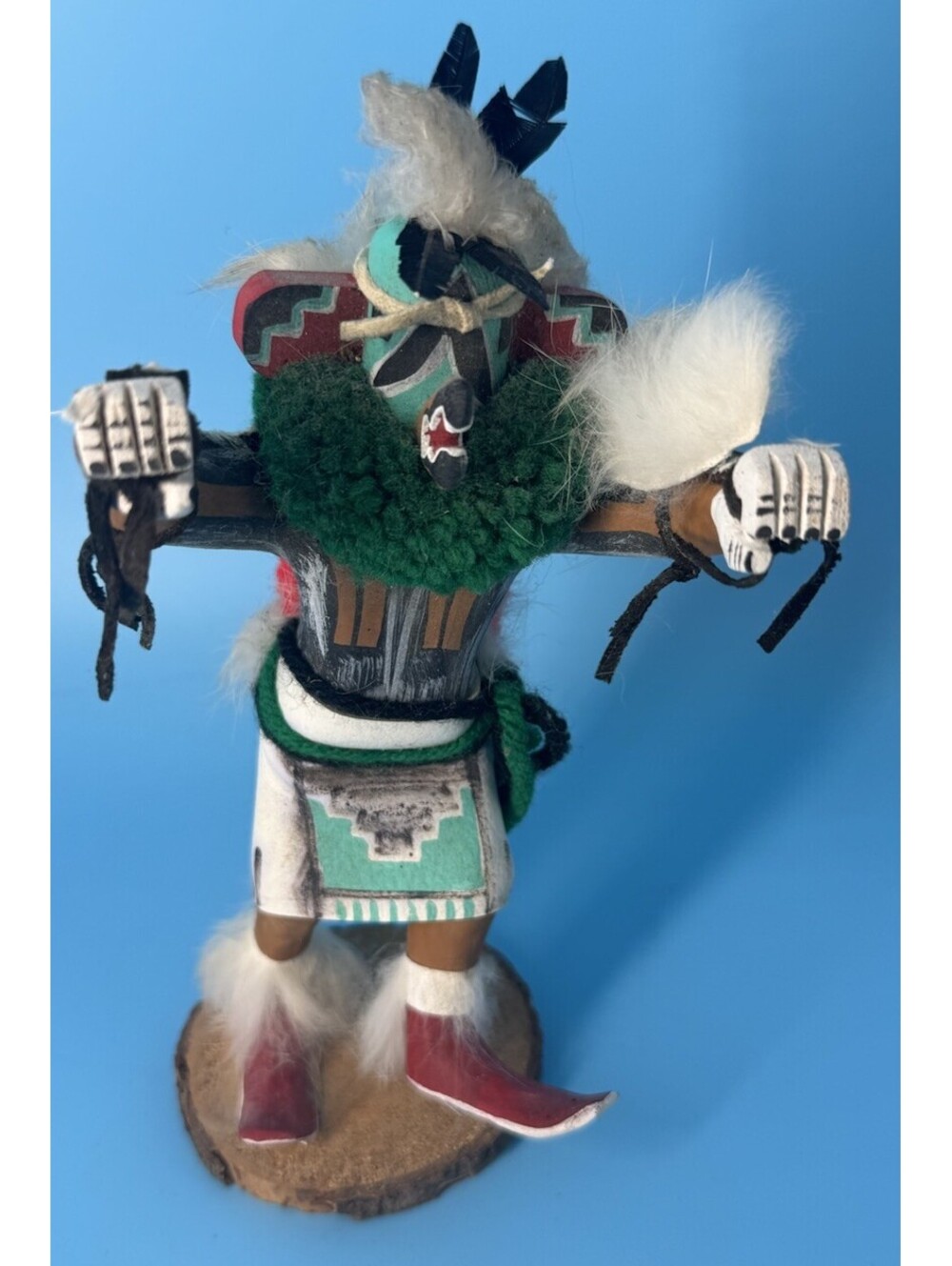 VTG Navajo Eagle Dancer Kachina Doll Figure Signed J Yaz Native American As Is
